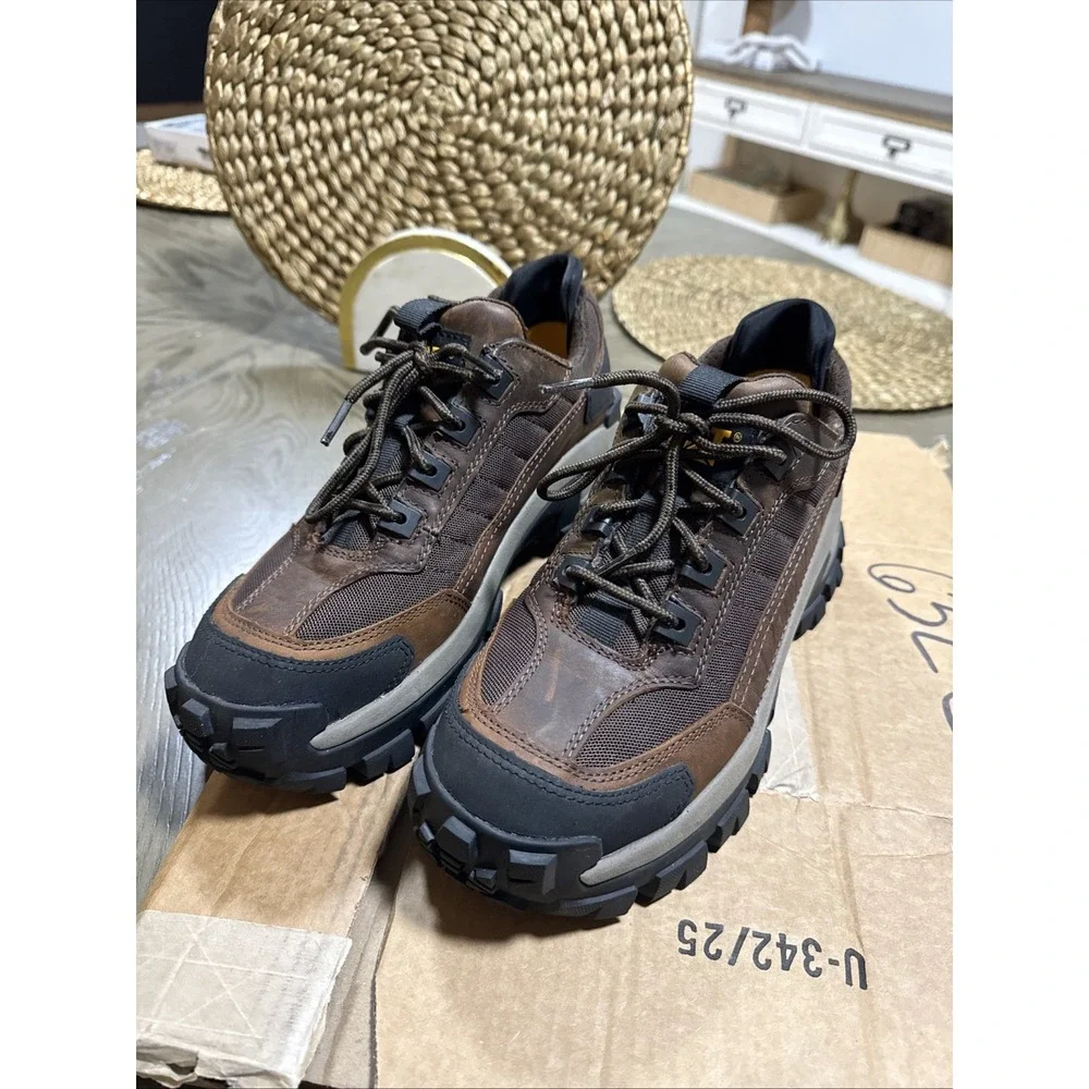 Like New Caterpillar Men Invader STEEL TOE Work Shoes Size 8.5M‎ DARK BROWN